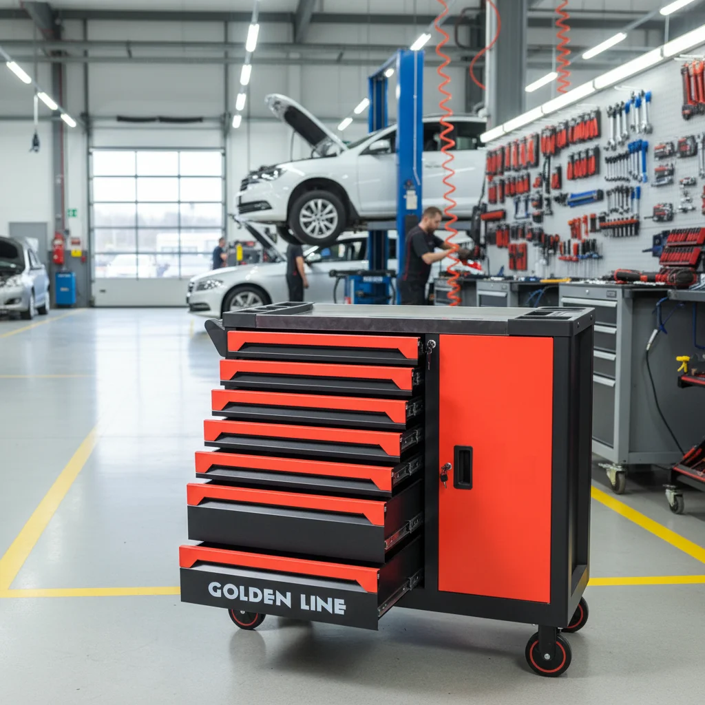 Factory Direct Industrial Mobile Tool Chest 7-Drawer Side Cabinet Central Lock System Heavy-Duty Rolling Storage 300kg