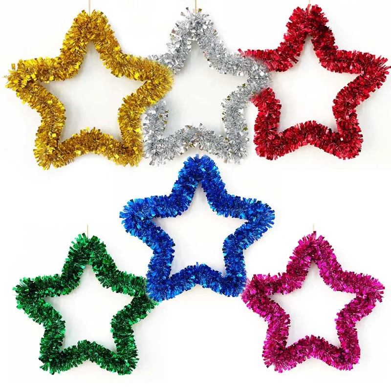Five-pointed Star Christmas Decoration Garland PVC Color Bars Garland Hanging Door Window Garland Christmas Party Pendants