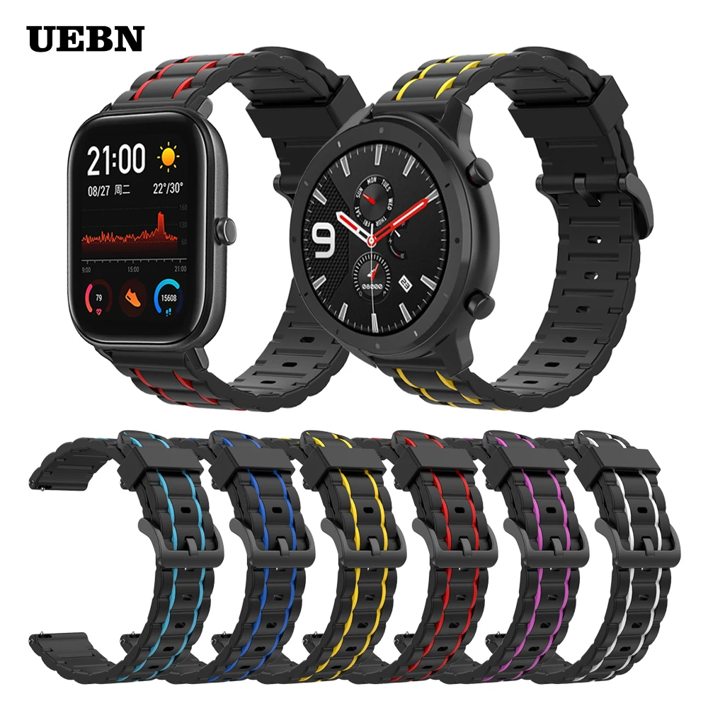 

Ремешок силиконовый спортивный для Huami Amazfit GTS, сменный Браслет для часов GTR 42 мм 47 мм Stratos 3 Bip S