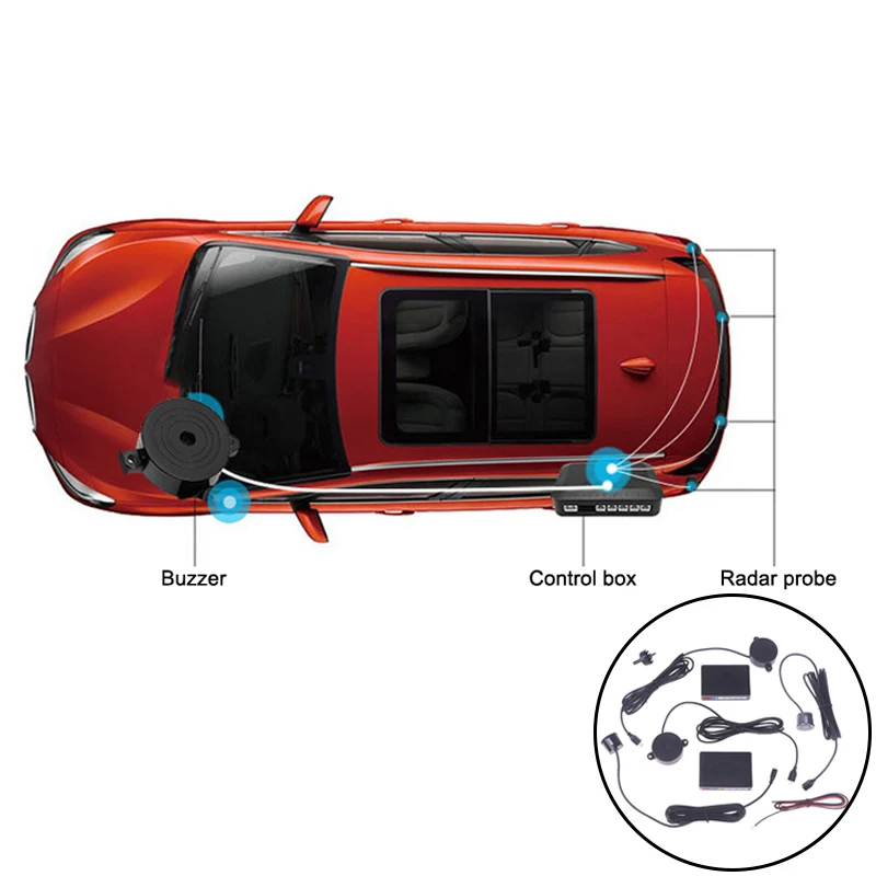 

12V 22mm Car Parking Sensor Kit Universal 4 Sensors Buzzer Reverse Backup Radar Sound Alert Indicator Probe System