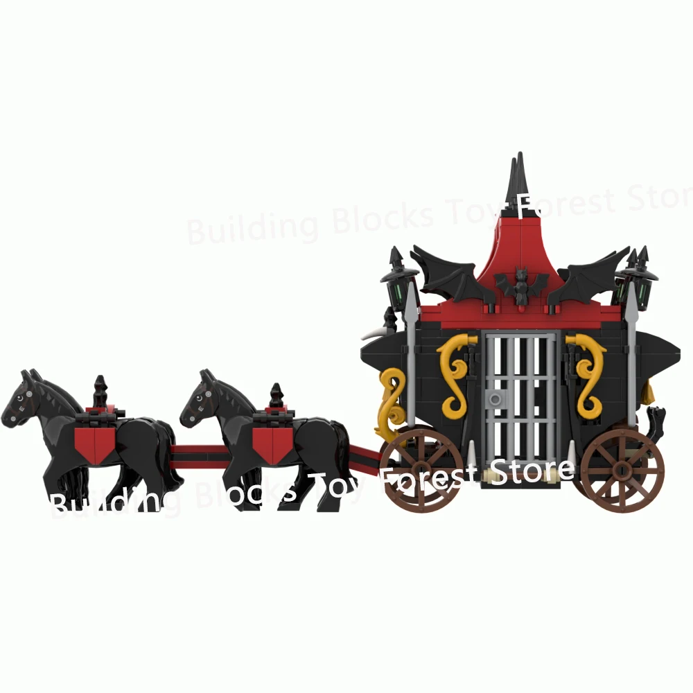 DIY ยุคกลาง Carriage Building Kit - โมเดลขนส่งแวมไพร์เกวียนสร้างสรรค์, ของเล่นอิฐ MOC สําหรับเด็กผู้ชาย, วันเกิดที่ไม่ซ้ําใคร