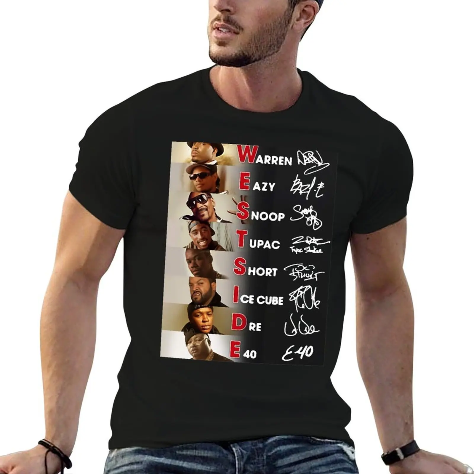 

Shirt Westside All Rappers Warren Eazy Snoop Dog T-Shirt cotton t shirt pack man graphic t shirt T-Shirt