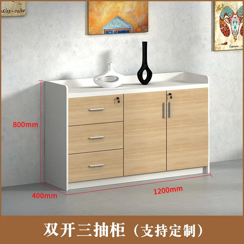 movable file mobile cabinet, office low cabinet with lock, small storage tea cabinet under the three-drawer table