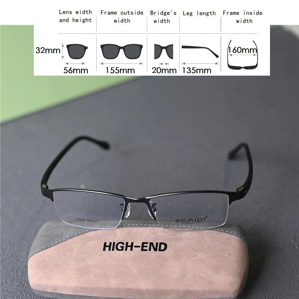 Rockjoy 160mm Oversized Reading Glasses Men Semi Rimless Eyeglasses Frame Male TR90 Spectacles for Prescription Black Grey Brown