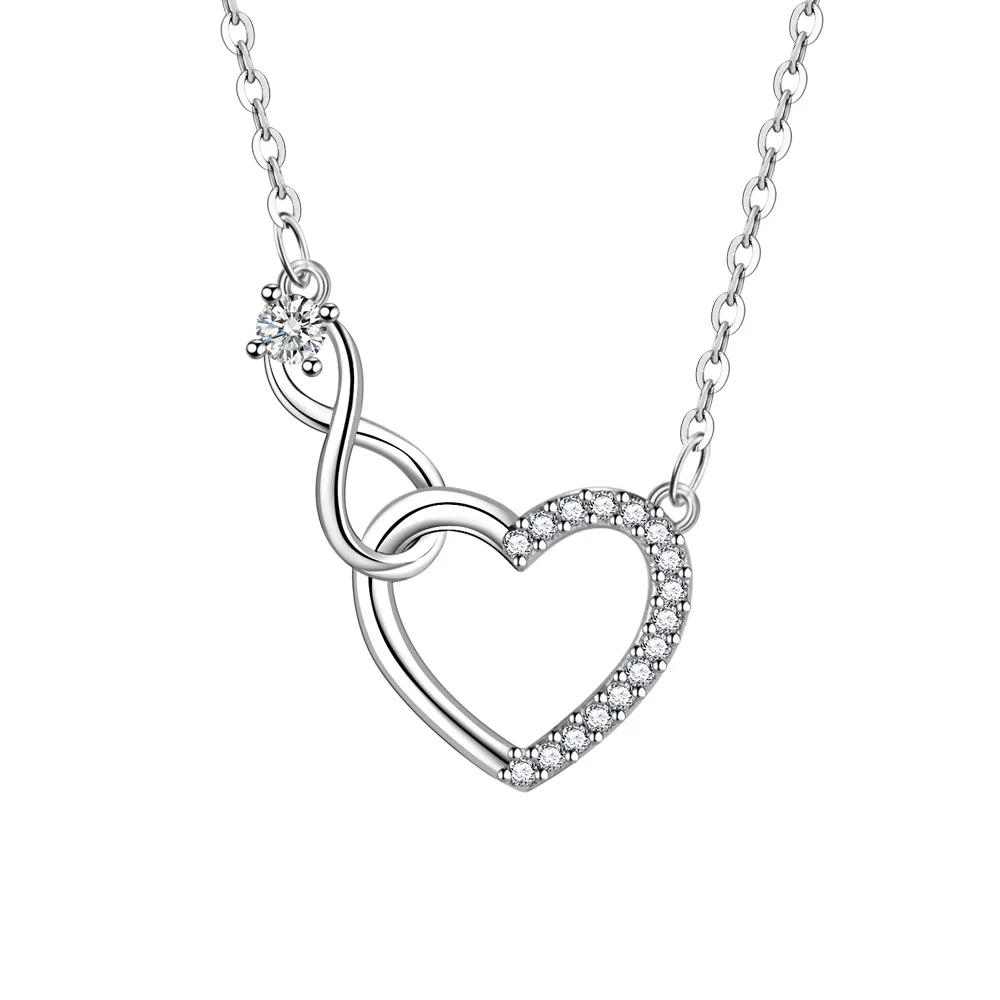 Collares de plata de ley 925 con corazón entrelazado para mujer, joyería de lujo, regalo femenino, artículos de envío gratis, GaaBou