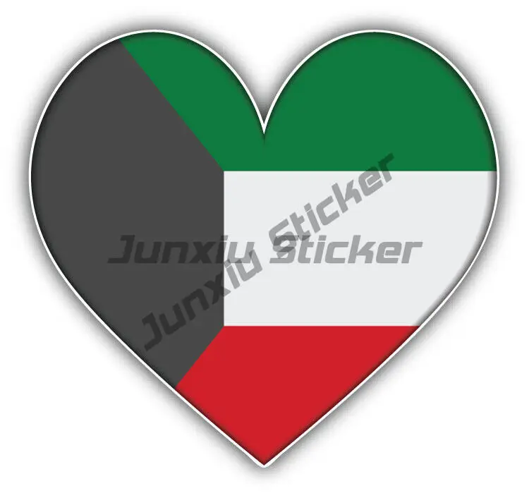 I Love Kuwait Heart Shaped Flag Car Bumper Sticker Decal -Car Stuff Electric Motorcycle Room DecorAuto Interior Products Jdm