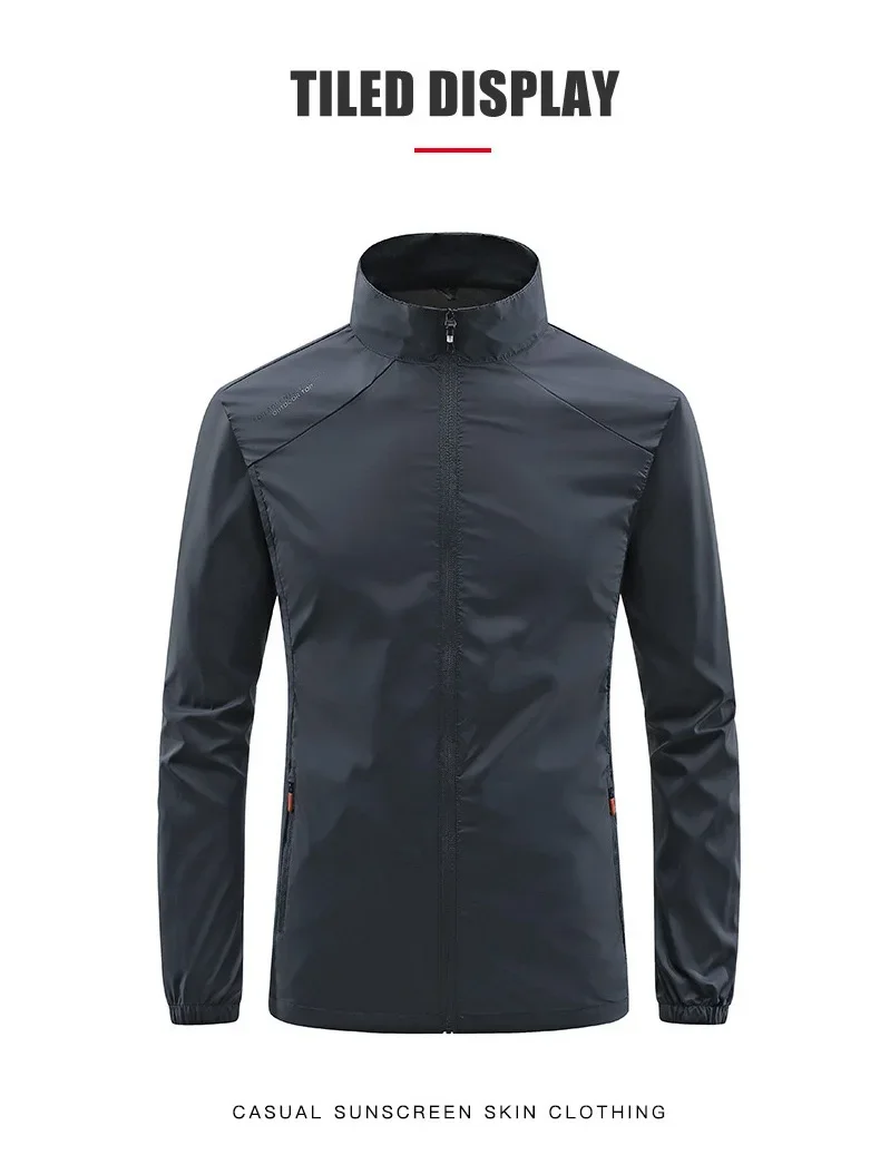 Sommer Neue männer Sonnenschutz Haut Mantel Leichte Atmungsaktive Eis Seide Stehkragen Sonnencreme Jacke Outdoor Camping Jakcet – Detail 16