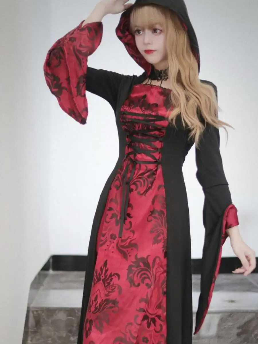 

Ролевой костюм на Хэллоуин, длинный халат для танцев, ведьма, нарядная женская традиционная одежда, сценический костюм