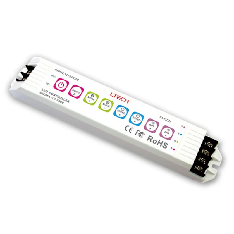 LT-3600RF Led RGB Strip Controller RF 2.4G Wireless LTECH 12-24V Input 6A/CH 18A 3 Channel Dim CT RGB Controller