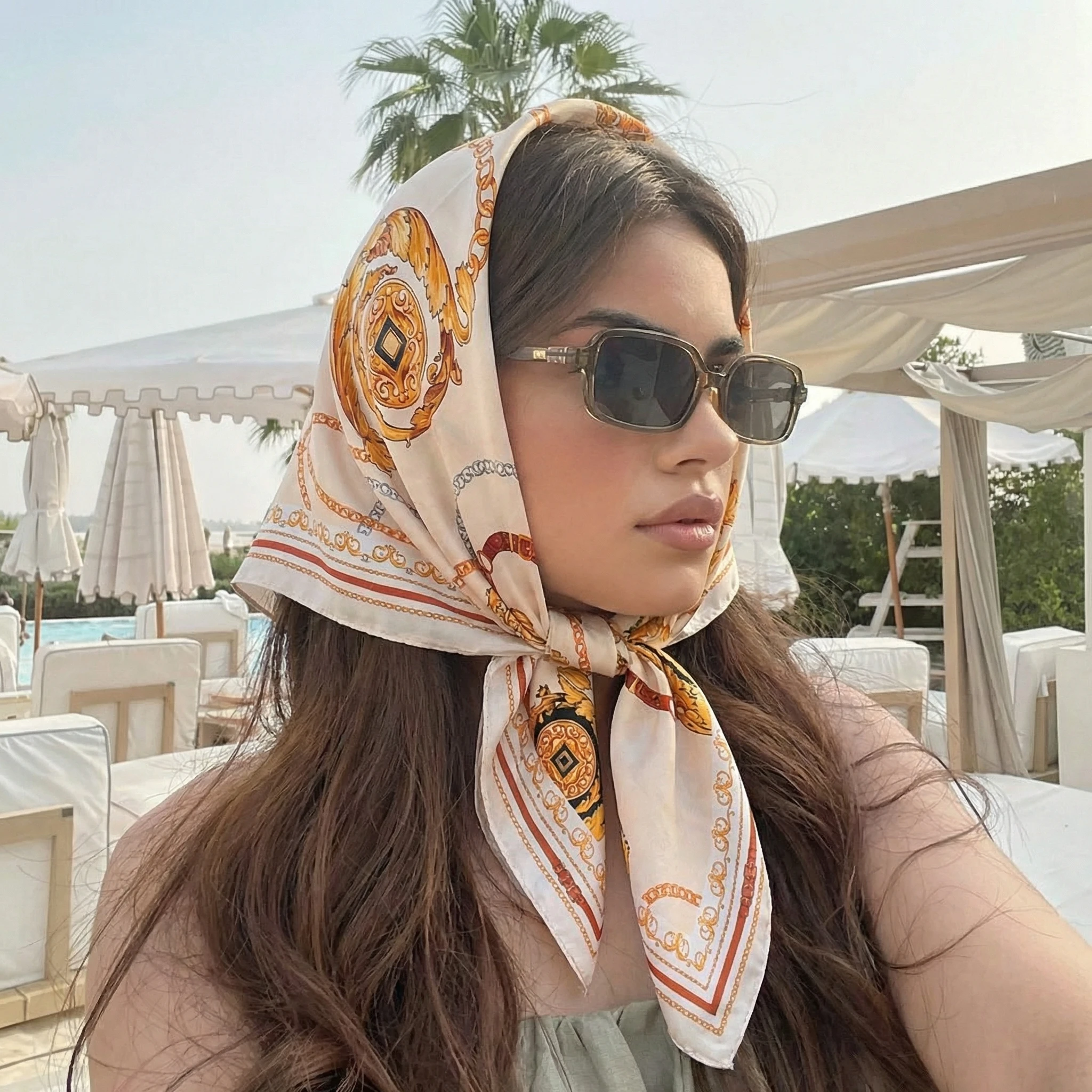 

70cm Women Square Silk Scarf/scarves Luxury Wrap 2026 Hair Tie Band Bag Warp Soft Neckerchief Hijab Headscarf Female Foulard
