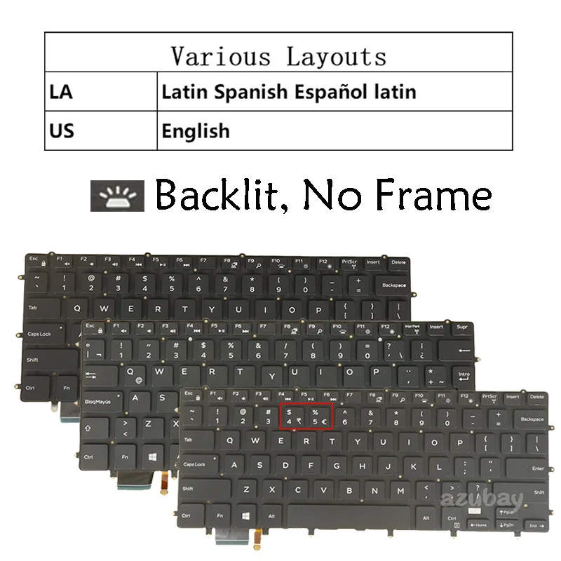 Laptop Backlit Keyboard for Dell Precision 5510 m5510 5520 5530 5540 US， LA Spanish