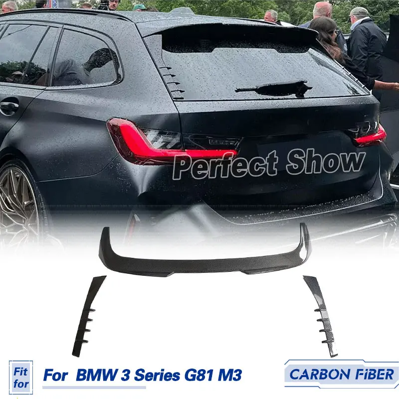 

Car Rear Roof Spoiler Wings Carbon Fiber for BMW 3 Series Touring M3 G81 2021-2023 3PCS/Set Racing Rear Spoiler Roof Wing FRP