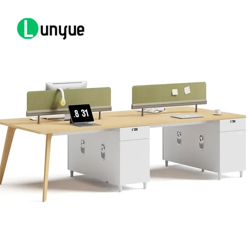 Modern MDF Wooden Office Desk with Solid Legs Staff Working Table Durable Computer Workstation for Home Business Furniture
