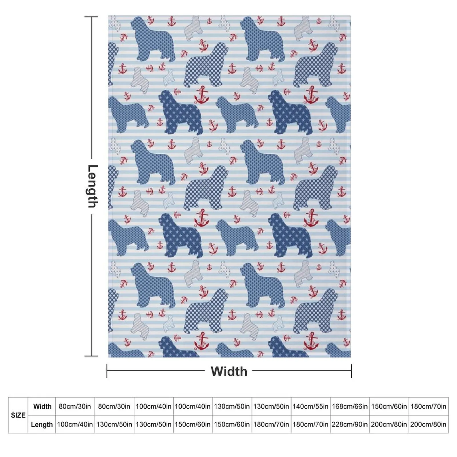Nautical Newfie Pattern Throw Blanket Plush Hairys Summer Sofa Blankets