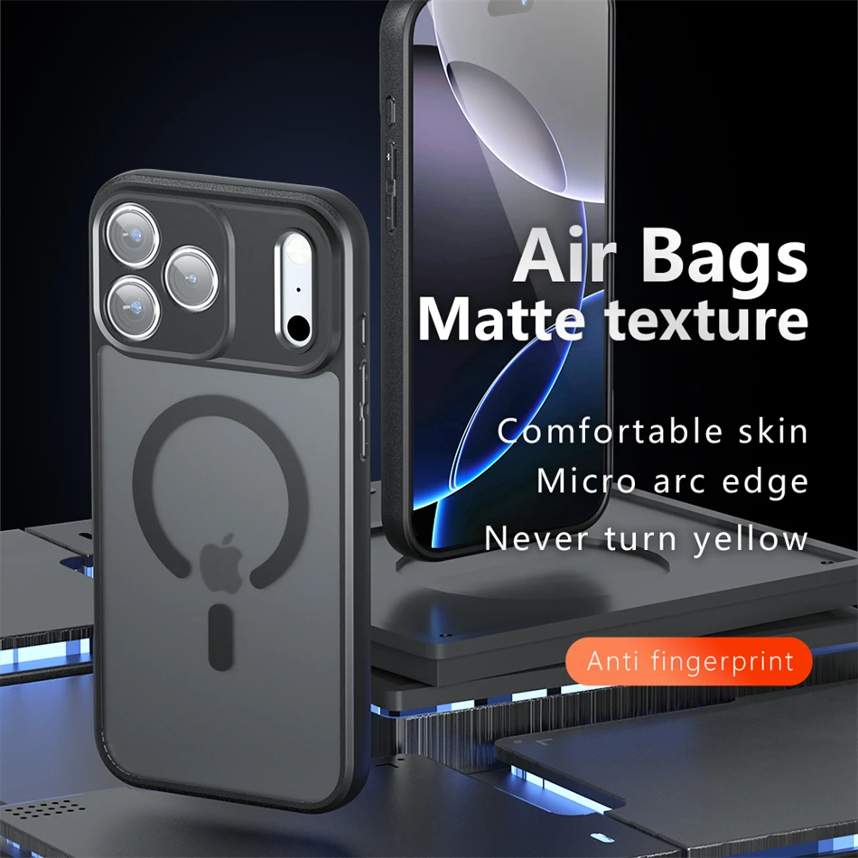 

Магнитный беспроводной чехол Magsafe для iPhone 17, противоударная матовая задняя крышка для iPhone 11, 12, 13, 14, 15, 16, 17 Pro Max