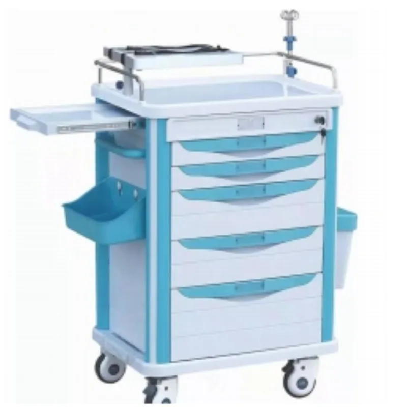

Hospital Crash Cart Emergency ABS Medical Trolley With Drawers