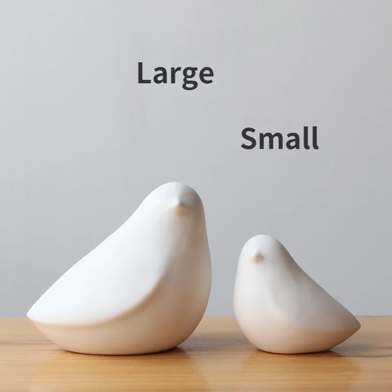 Nordic Cute White Modern Simple Ceramic Birds Statue Figurines Wedding Decoration Gift Home Decor Desktop Desk Craft Polish