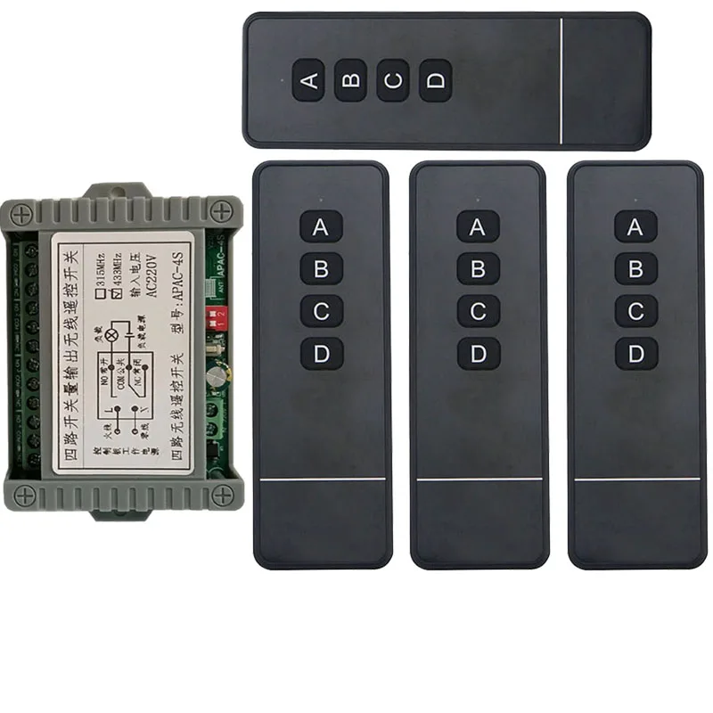 500m Universal AC110V 220V 230V 10A Relay 4CH 4 CH Wireless RF Remote Control Switch Transmitter+Receiver Module /lamp/ window