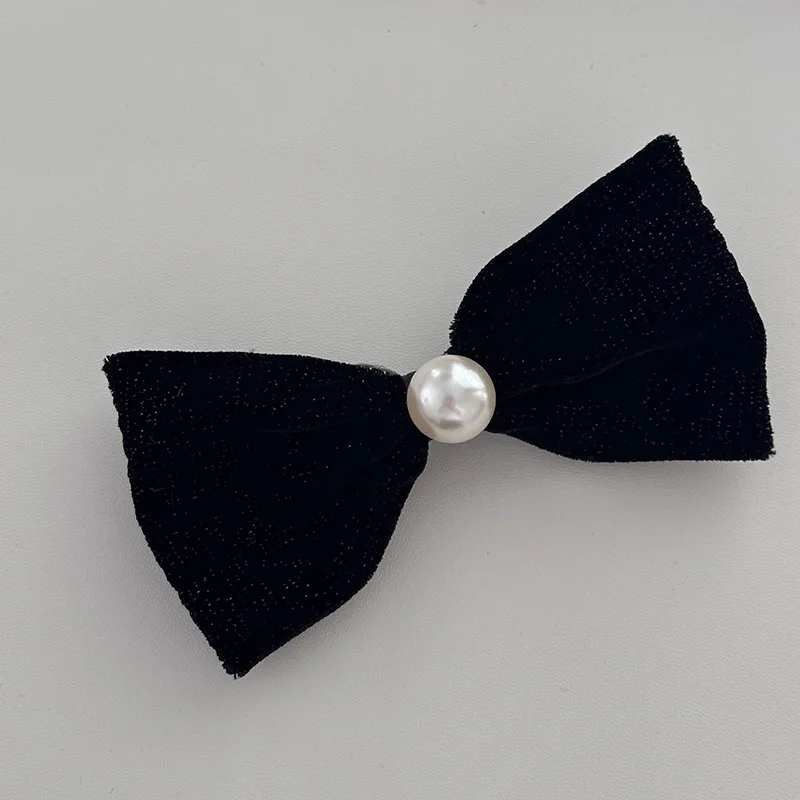 Basic Pearl Black Velvet Bow Knot Hairpin Net Red Headwear Clip Side Bang Clip Duck Mouth Clip Hairpin