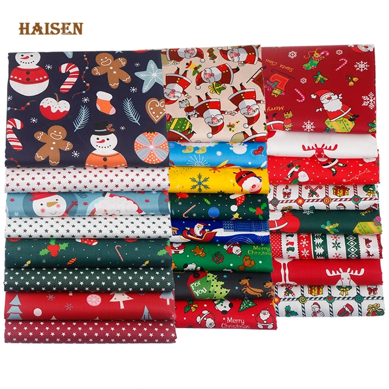 Serie natalizia, tessuto di cotone Twill stampato, panno Patchwork per cucire e trapuntare fai da te panno per neonati e bambini, materiale tessile