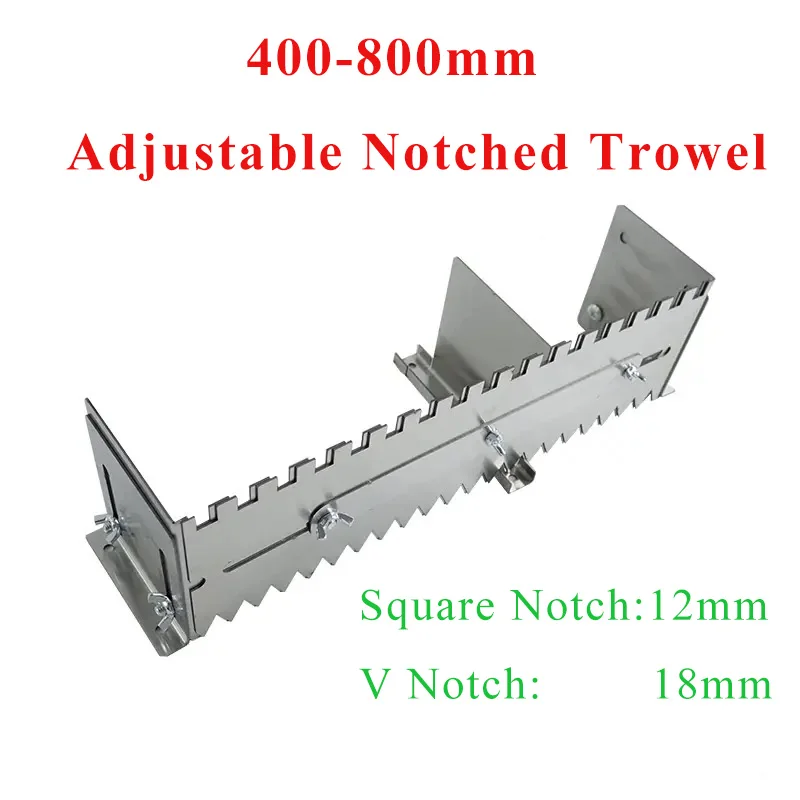 400-800mm Adjustable Dual Use V-notch Trowel and Square Notch Trowel for Fast and Equal Application of Adhesive on the Floor