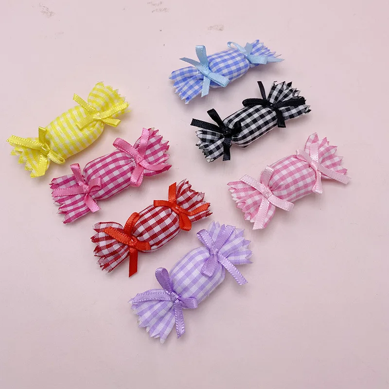 21Pcs 3*6cm Cloth Art Candy Handmade Padded Appliques for Baby Headwear Crafts Decoration Accessories Wholesale