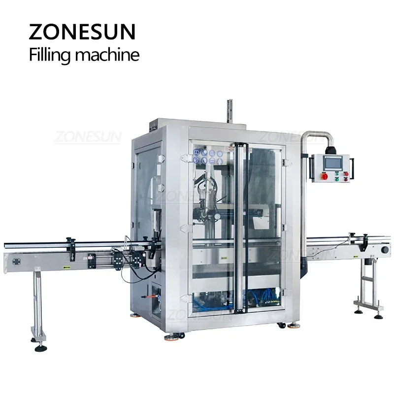 ZONESUN ZS-VTPF2 Machine de remplissage automatique de pot de bouteille de Gel douche de shampoing liquide de pâte avec des têtes suivantes doubles