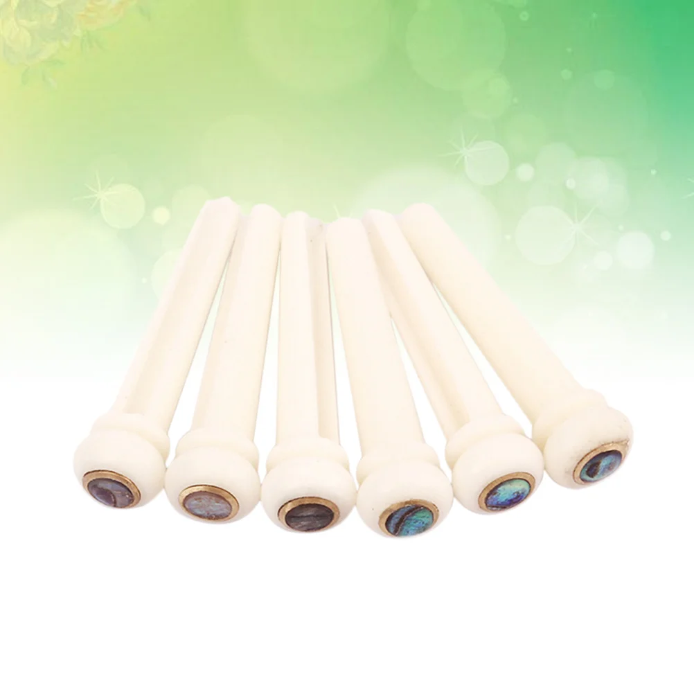 

6Pcs Bone Acoustic Guitar Bridge Pins Brass Shell Dot Replacement String Pegs Acoustic Guitar End Pin
