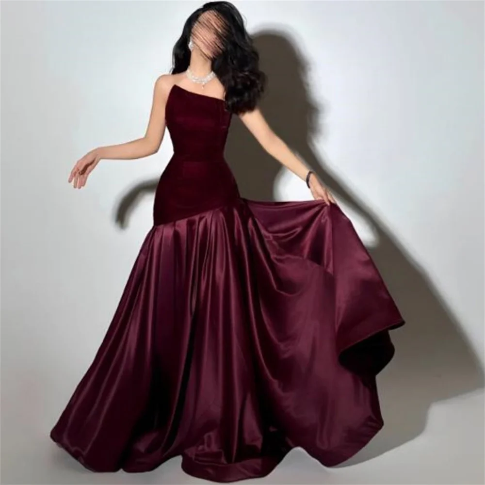 

ROYET Pleat Simple Sleeveless Classic Evening Dress For Woman Mermaid Floor Length Formal Prom Gown New Customized
