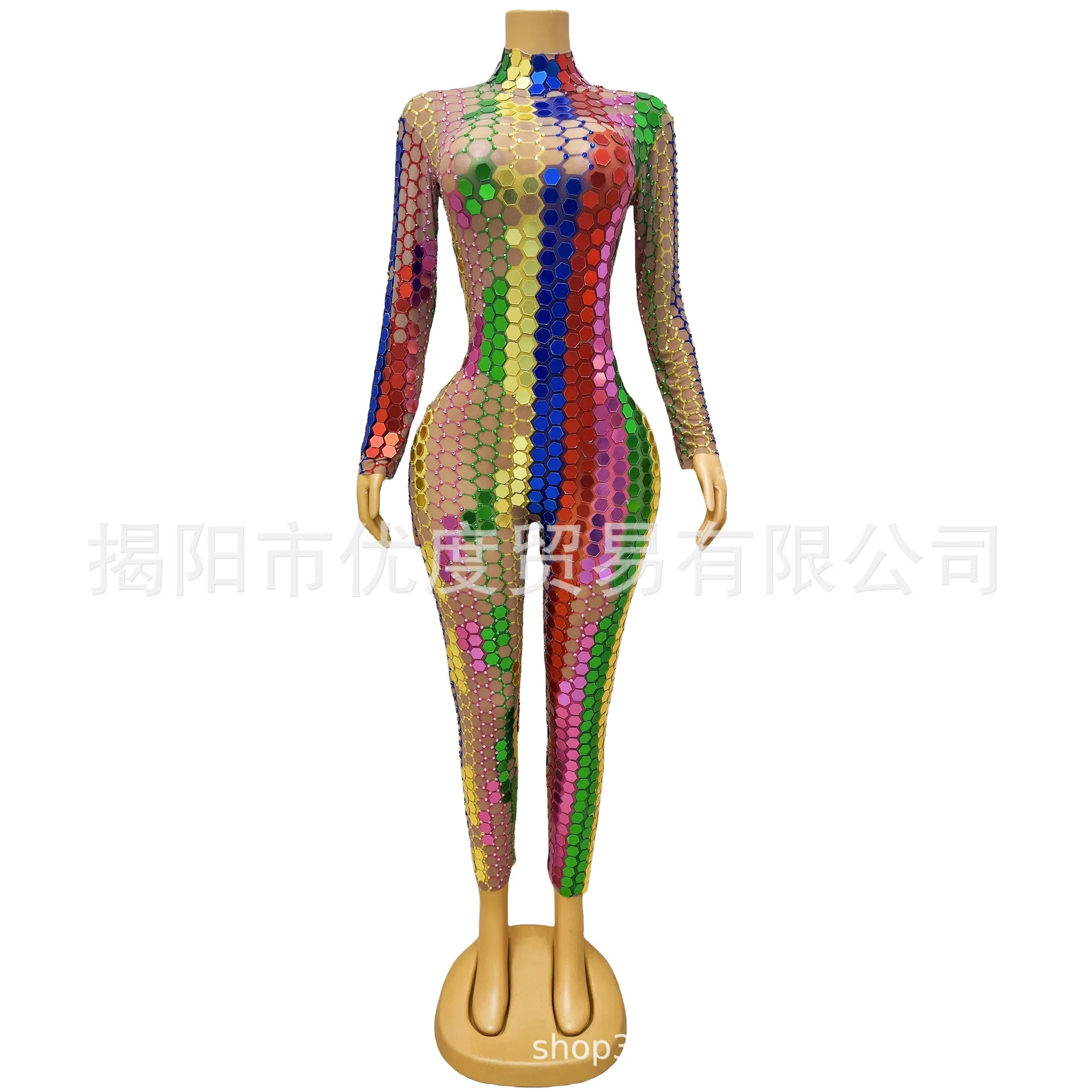 

Необычный красочный дизайн линз со стразами, персонализированный комбинезон, певица, ночь, DJ, вечеринка, выступление, цветная пленка, Partykleider