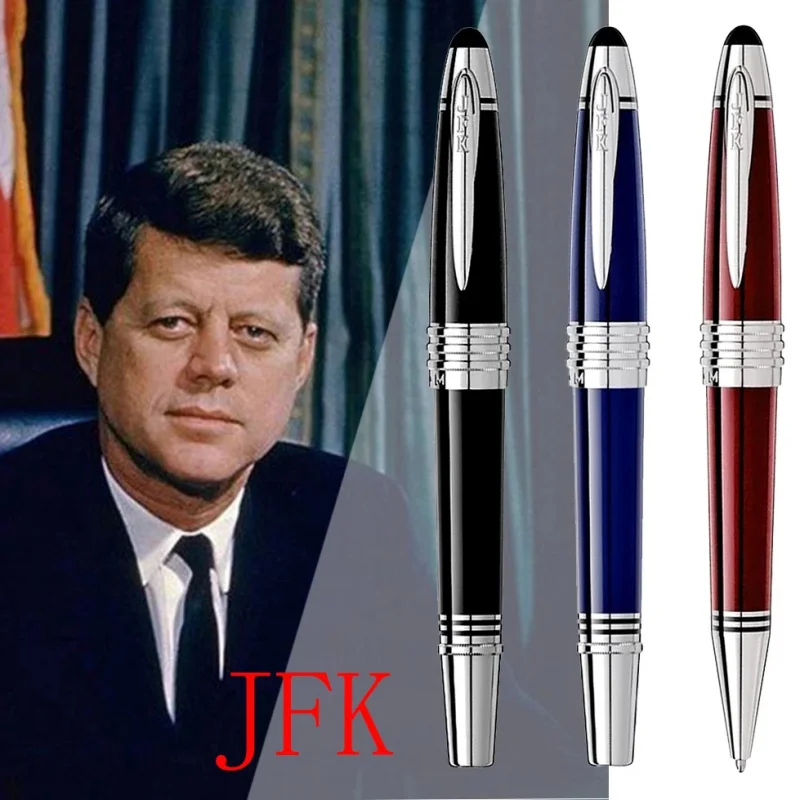 Lanlan John F. Kennedy MB fontanna Rollerball długopis luksusowy ciemnoniebieski metalowy klasyk biurowy z numerem seryjnym JFK