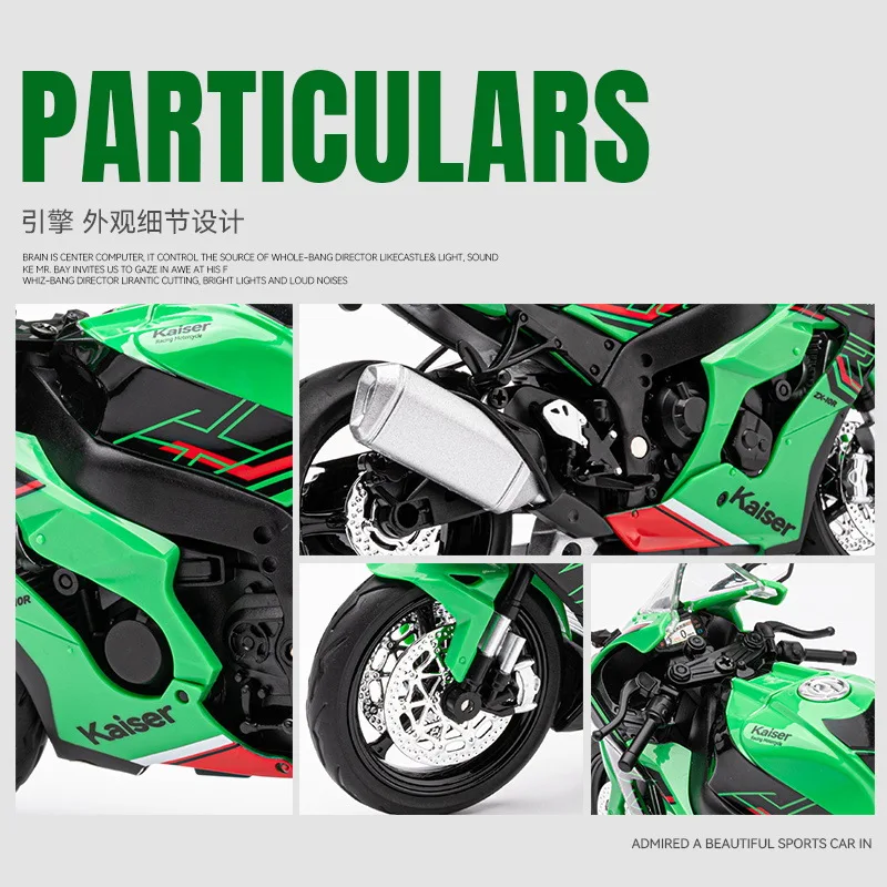 1:12 Kawasaki Ninja ZX-10R Motorcycle High Simulation Diecast Metal Alloy Model car Sound Light Collection Kids Toy Gifts M57