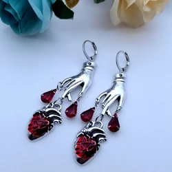 Bleeding Heart Earrings with Red Blood Drop Witchcraft Gothic Vampire Ghost Gothic Witchcraft Jewelry Fashion Women Gift