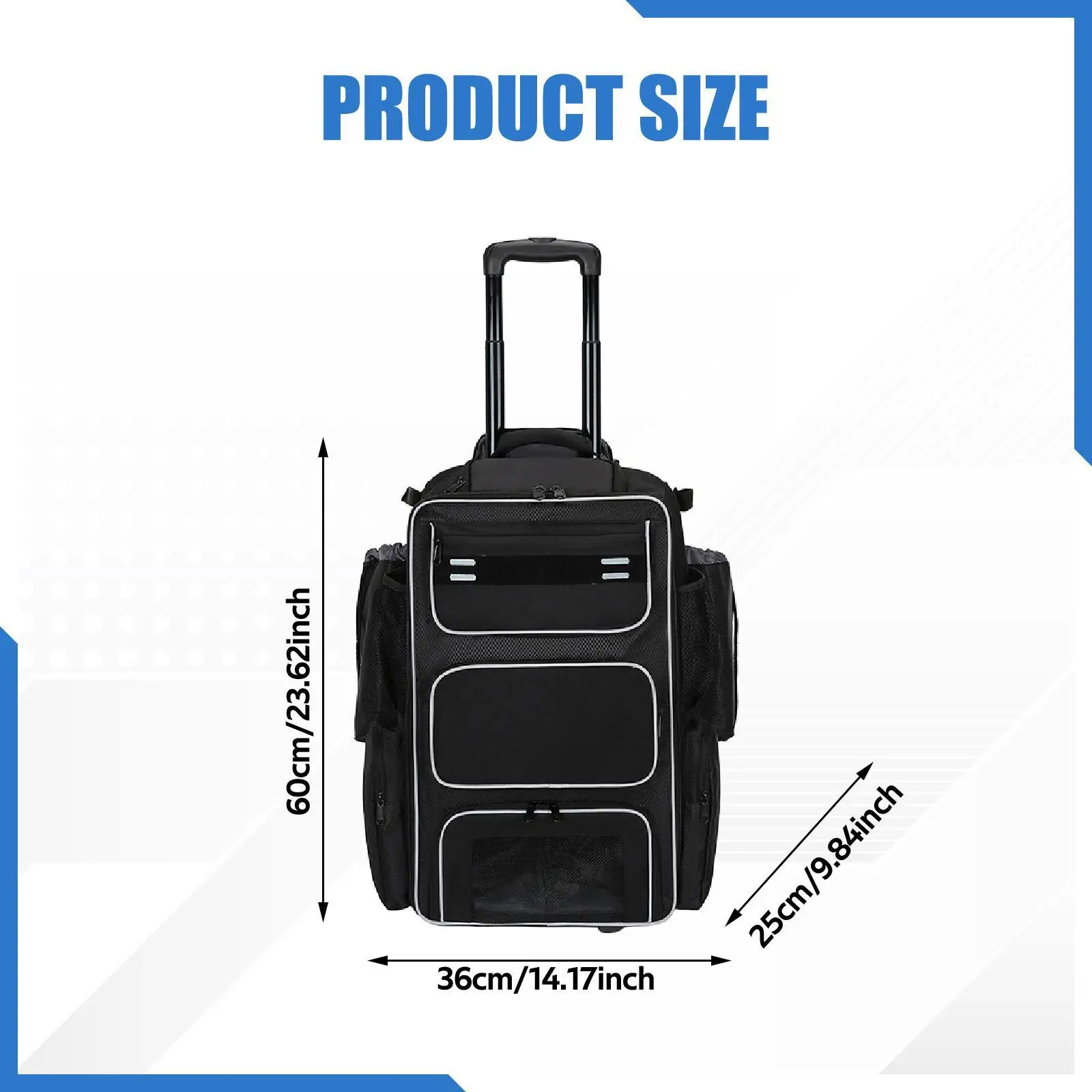 Tas Baseball Beroda dengan Kompartemen Sepatu untuk Perlengkapan Catcher