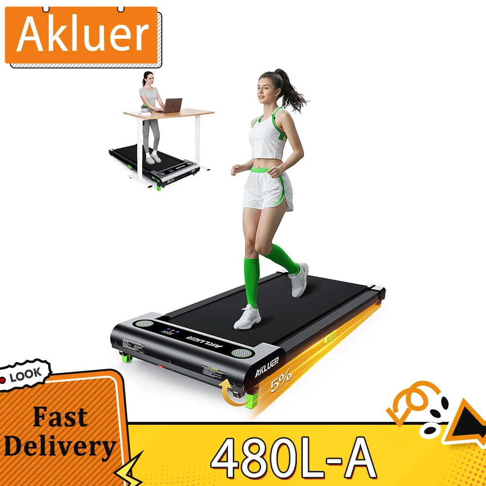 Akluer 480L-A Almohadilla para caminar con inclinación, cinta de correr debajo del escritorio de 2,5 HP con control remoto, pantalla LED, capacidad máxima de 330 libras