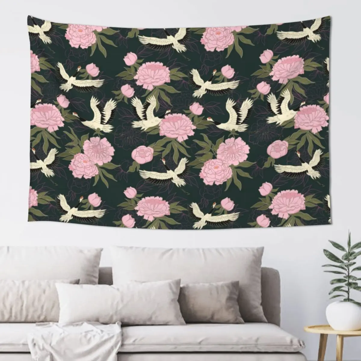 

Cranes birds and peonies Tapestry Room Decorations Aesthetic Bedroom Organization And Decoration Tapestry