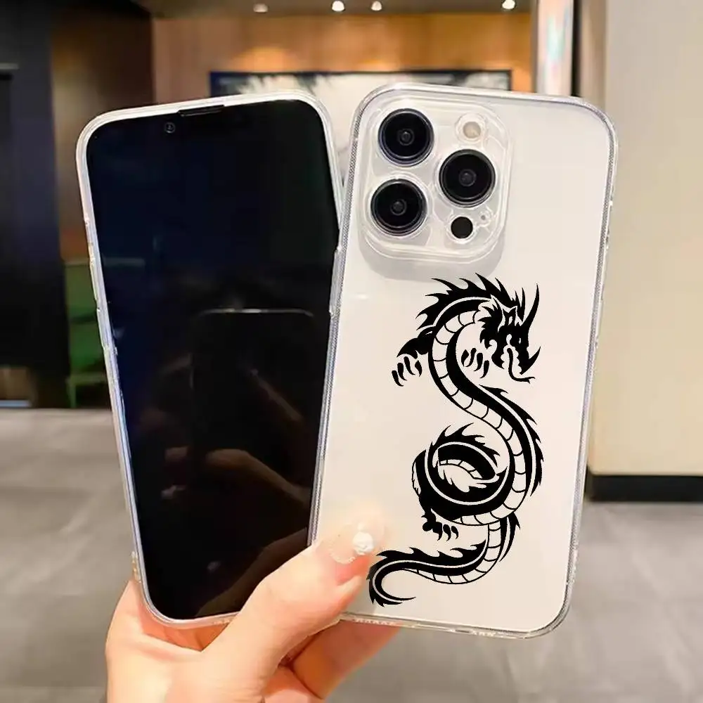 

Chinese Cool Dragon For iPhone 17 16 15 14 13 12 11 Mini Pro Max Plus Transparent Cover Phone Case