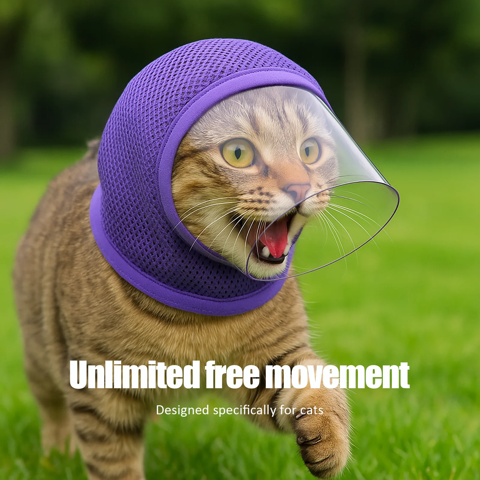 Masque pour chat en tissu filet respirant, bonne visibilité, prévention de l'ingestion accidentelle, récupération post-opératoire, prévention du léchage