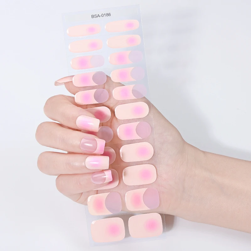 

22Tips French UV-Free Gel Nail Stickers Gradient Full Cover Long Lasting Gel Polish Nail Strips DIY Manicure Decoration