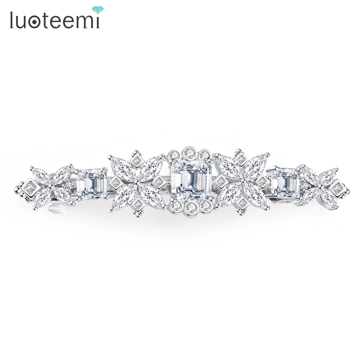 LUOTEEMI Star Hair Clips CZ Glitter Original Jewelry Cubic Zirconia Trendy Unique Design Accessories for Women Dating Decoration