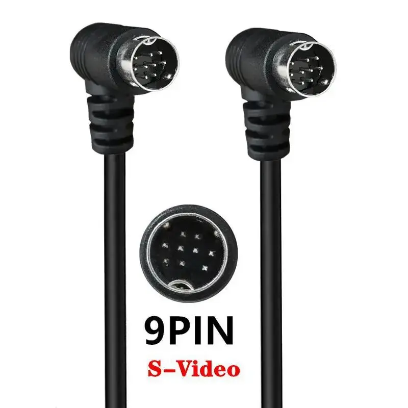 Double Bend Mini DIN 9Pin Male to Male TV Audio Cable 9-Core S Terminal Cable Set Top Box Color Difference Cable S-Video 0.5m-3m