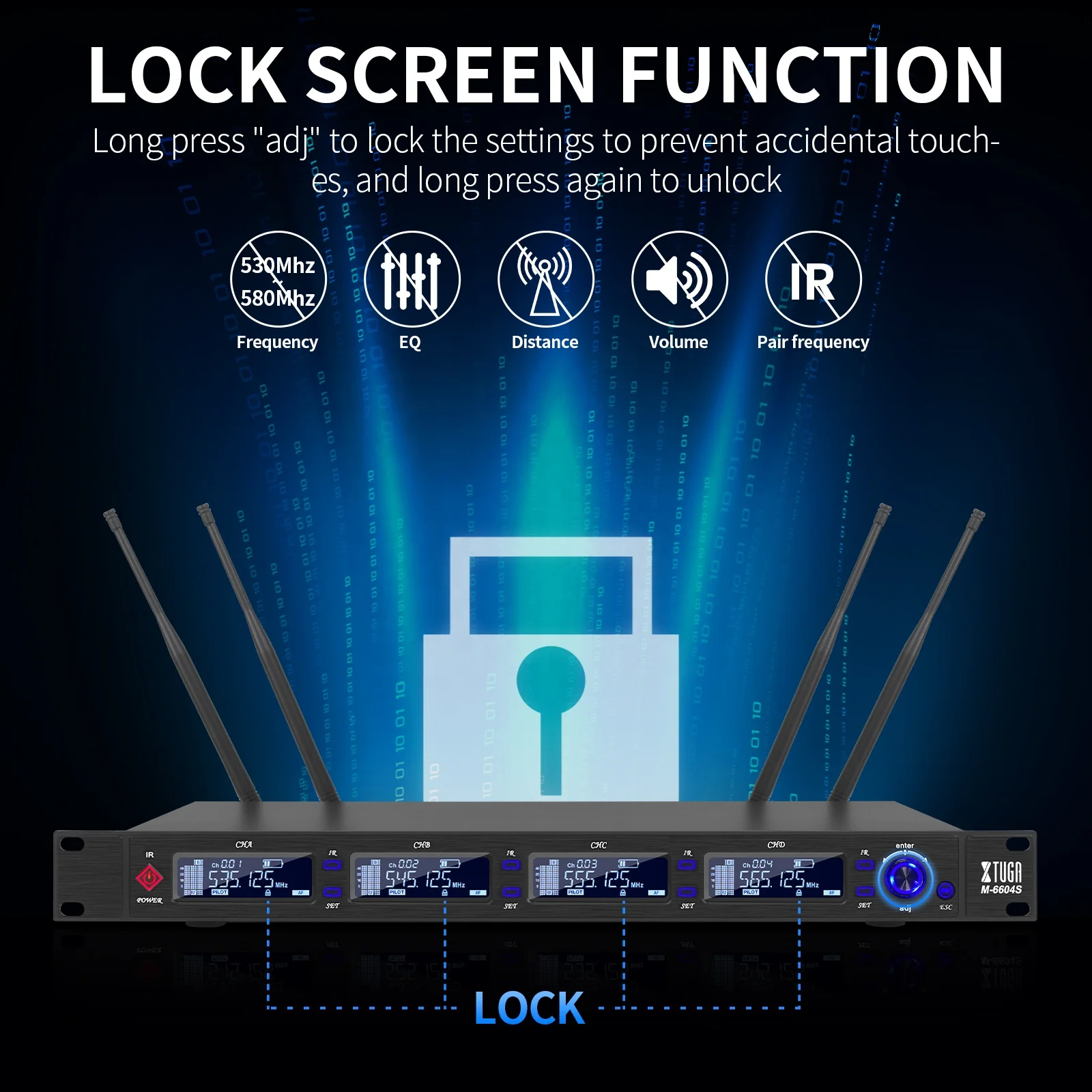 Xtuga Dual Mode UHF Switch True Diversity System 4 Handheld Microphone Wireless Mic