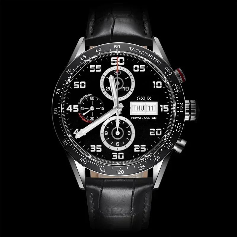 Luxury Mens Watch Automatic Mechanical Watch Black Leather  Watches for Men  Stainless Steel Mens Watch