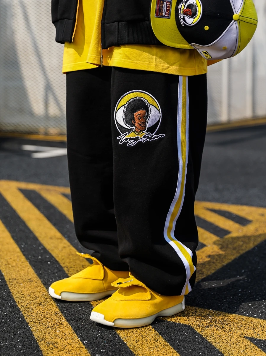Harlem Team Style Jacket Embroidered Fleece Hip Hop Sports Sweatpants Casual Loose Fit Men's Autumn Pants by Acusa
