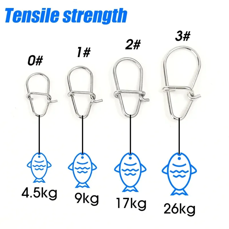 100/200PCS Stainless Steel Fishing Snap Hooked Snap Pin Fastlock Clip Accessorie Tackle for Barrel Swivel Lure Hook Fishing Tool