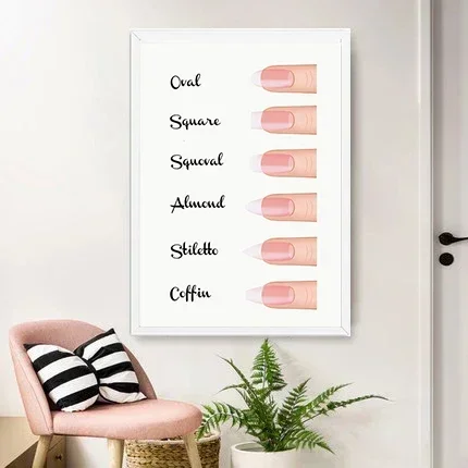 Fashion Nail Shapes Makeup Beauty Salon Canvas Painting Wall  Posters and Prints Wall Pictures for Living Home Decoration