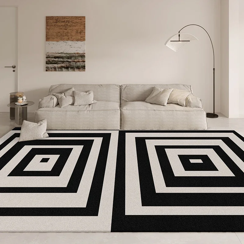 

ZYFrench Легкие роскошные ковры для гостиной Пушистый мягкий плюшевый напольный коврик Современная линия Декор спальни Ковер Кремовый стиль Прикроватный карп