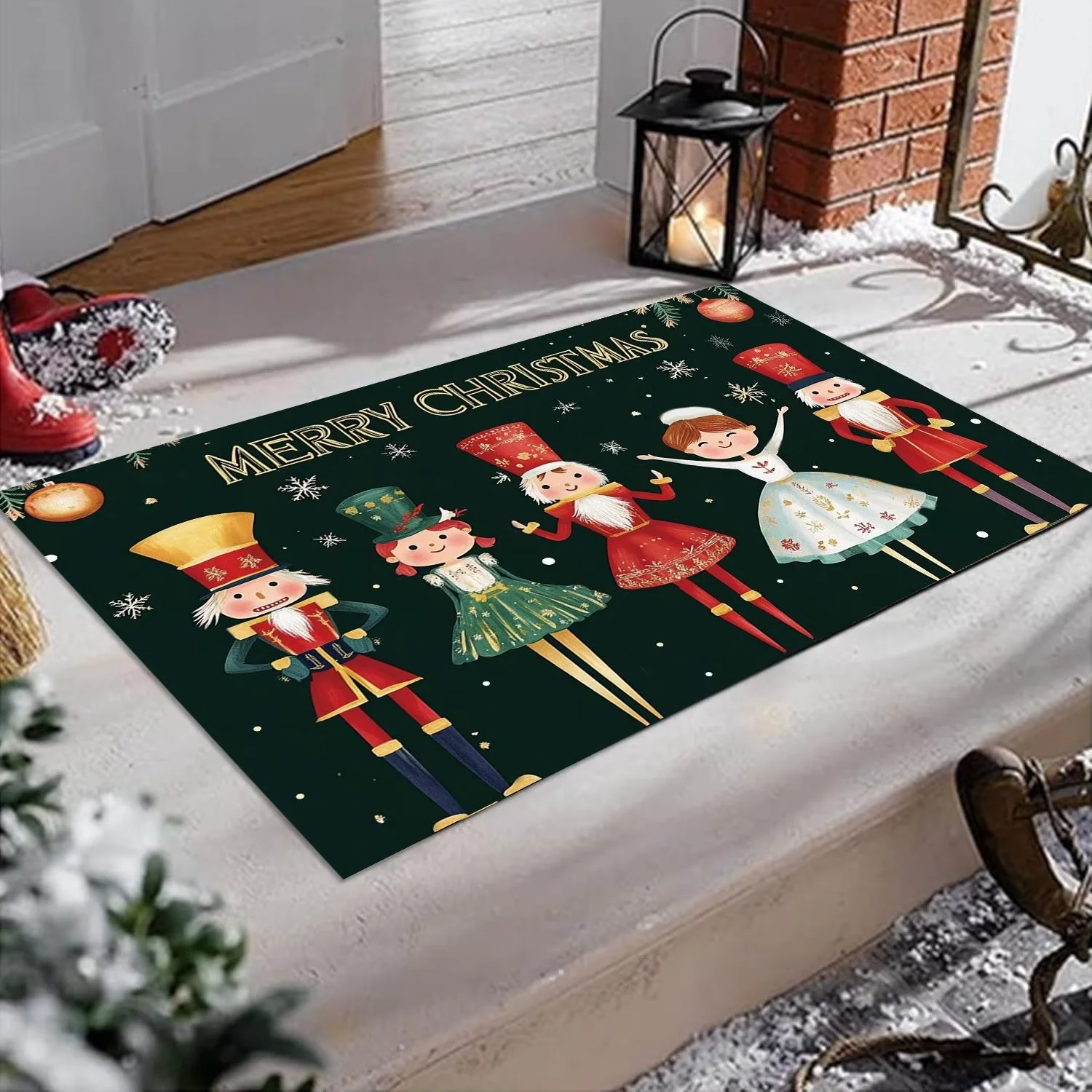 VIKAMA Weihnachts-Fussknacker-Fußmatte, rutschfest, bequem, für den Eingangsbereich, Flur, Schlafzimmer, Eingangsbereich, Nachttisch, Heimdekoration
