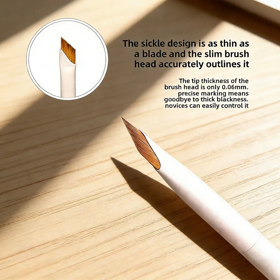 3pcs Ultra-Thin Eyeliner Brush Set – Fine Angled & Flat Eyebrow Brushes with Precision Detail Brush for Under-Eye Makeup, White