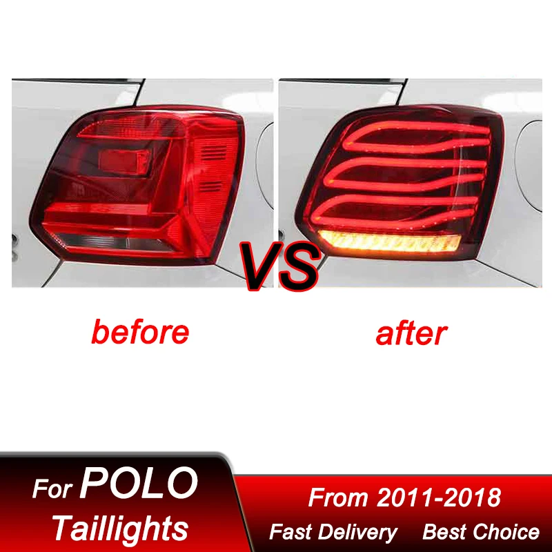 Car styling Tail Lights For VW POLO 2011-2018 new style full LED Tail Lamp Dynamic Turn Signal Light Tail Lamp Assembly